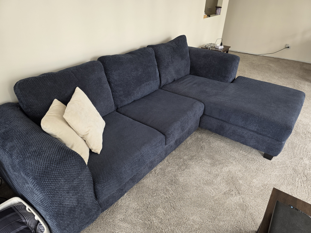 Navy Blue Sectional Sofa with Chaise Lounge - photo 2