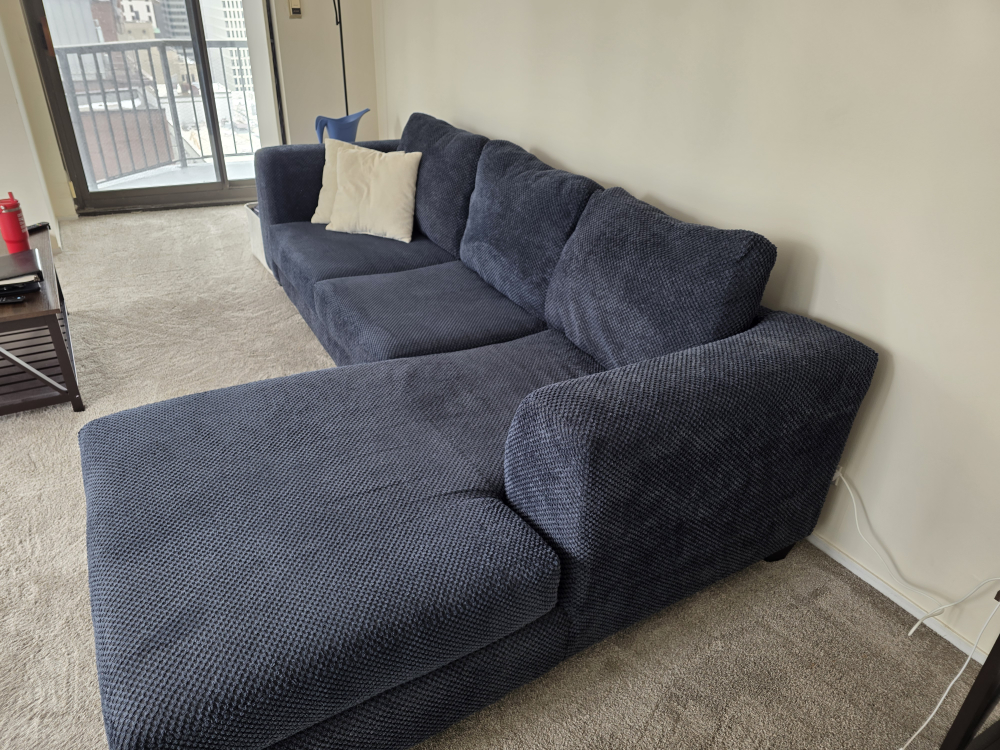 Navy Blue Sectional Sofa with Chaise Lounge - photo 3