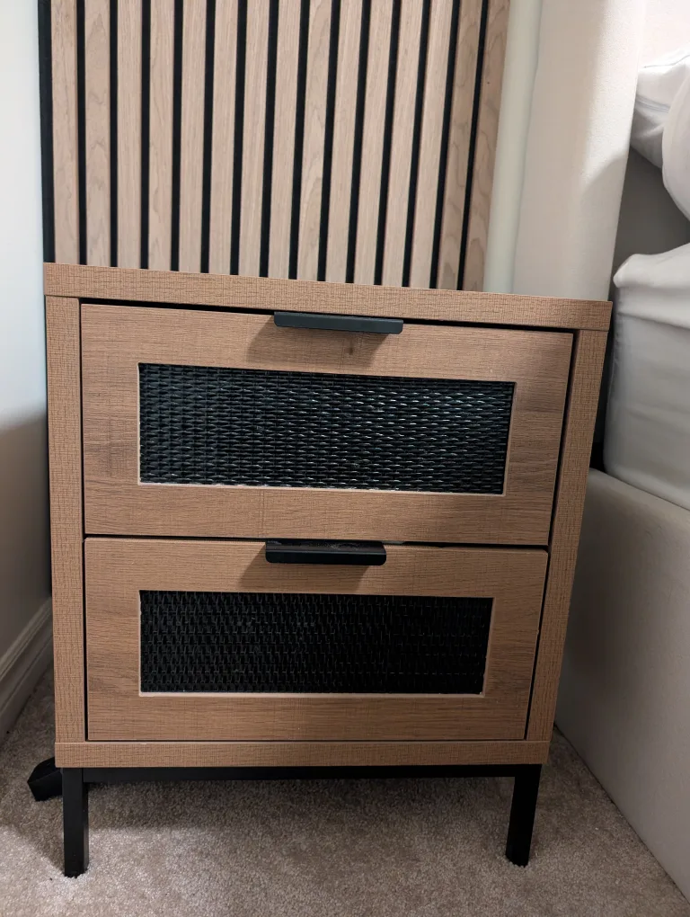 Two Wooden Nightstand with Two Drawers thumbnail