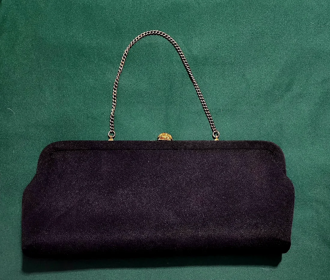 Vintage Black Evening Bag with Chain Strap BN thumbnail