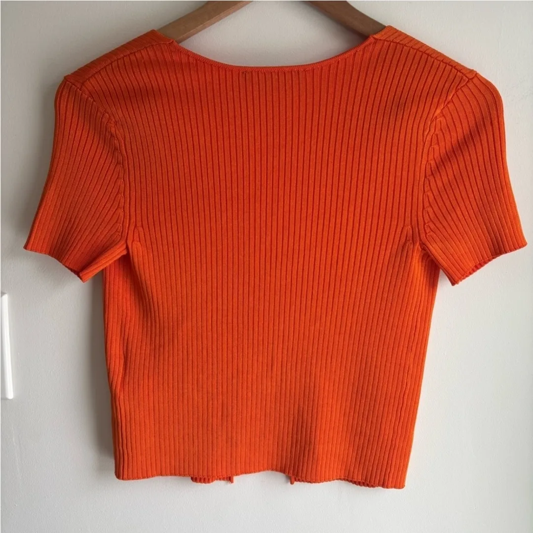 Maje orange ribbed sweater image indicator(2)