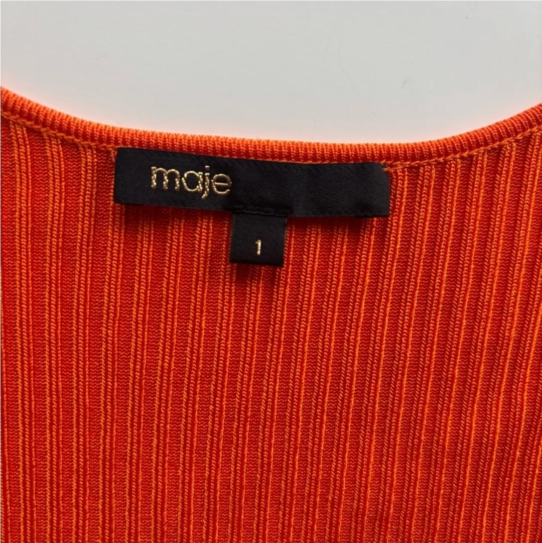 Maje orange ribbed sweater image indicator(3)