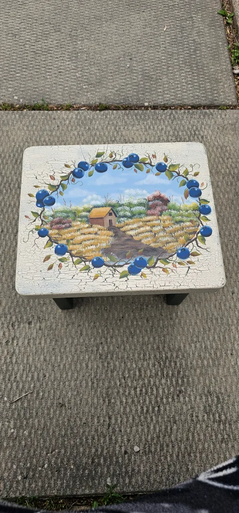 Small Painted Wooden Stool thumbnail