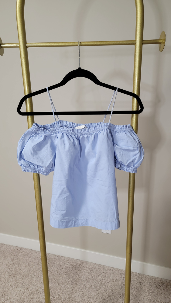 H&M Off-the-Shoulder Blouse - Light Blue - photo 3