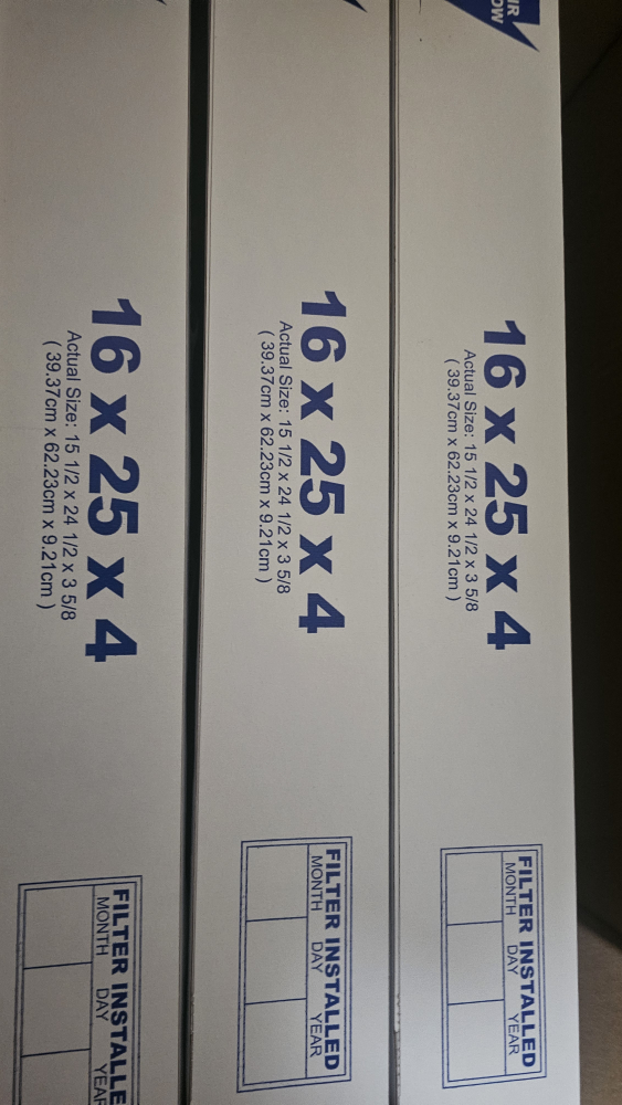 16 x 25 x 4 Air Filters