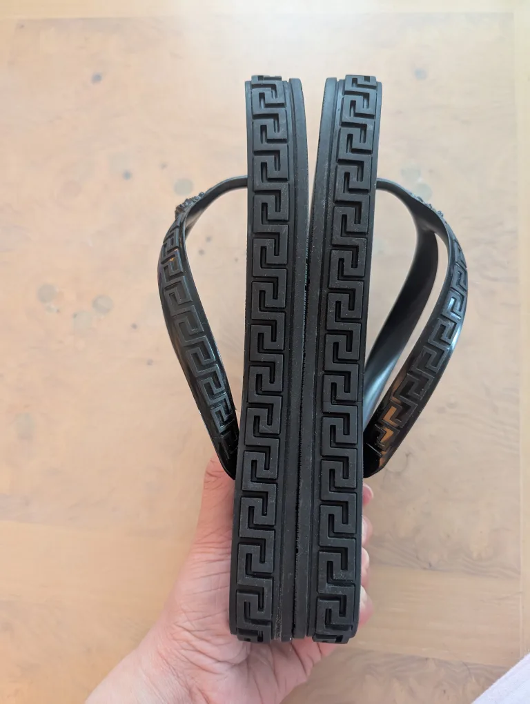 NEW Versace Black Greca Sandals-  Size 38.5 (8.5) image indicator(3)