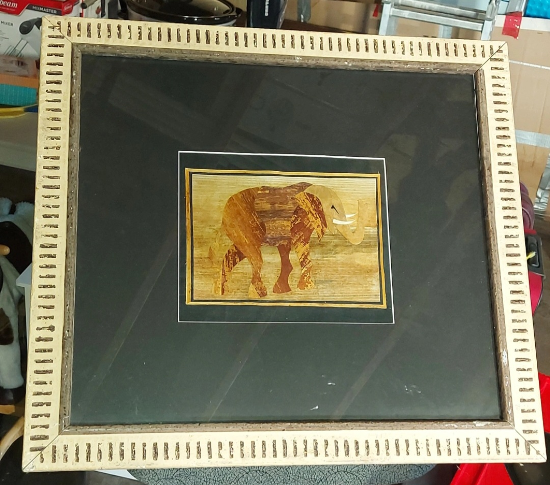 Elephant Inlay Framed Art