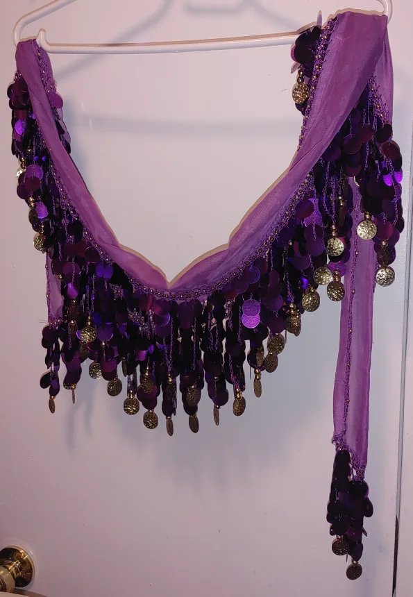 Two (2) Belly Dancing Hip Scarves - Purple, Pink image indicator(2)