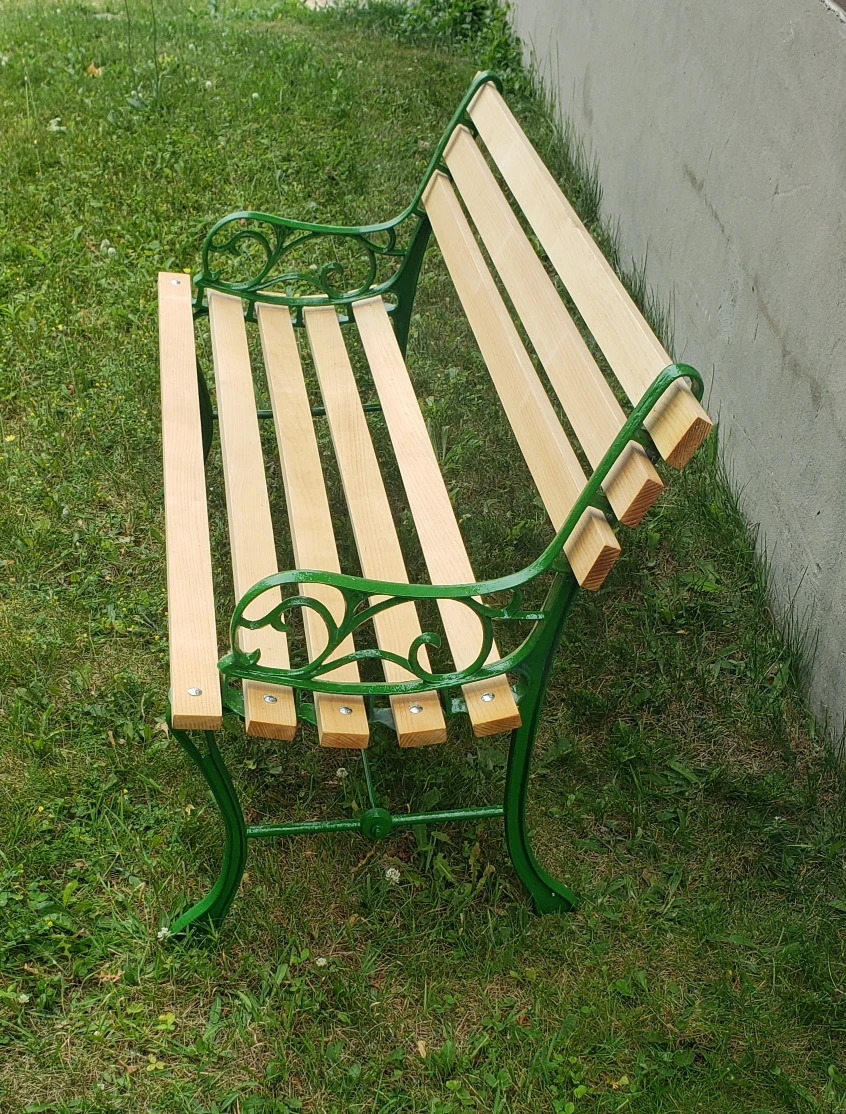 Outdoor Garden Bench - Green Metal Frame - photo 2