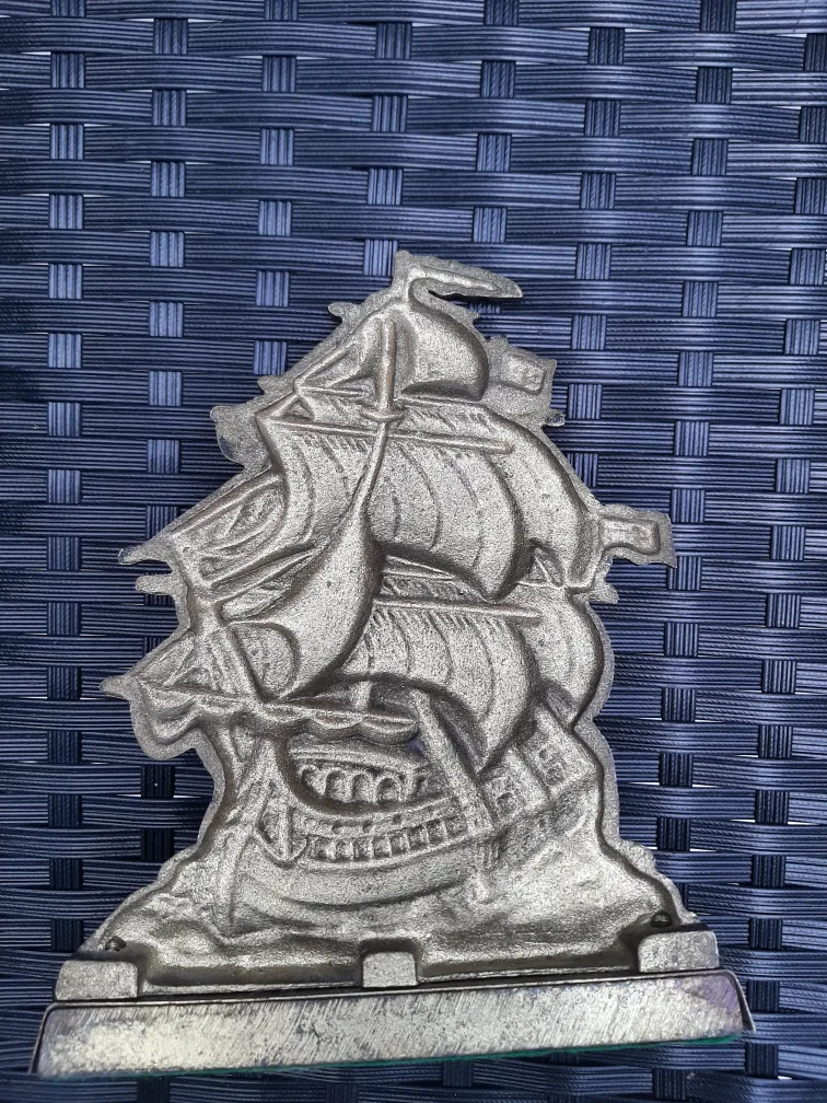 Vintage Brass Sailing Ship Bookend image indicator(7)