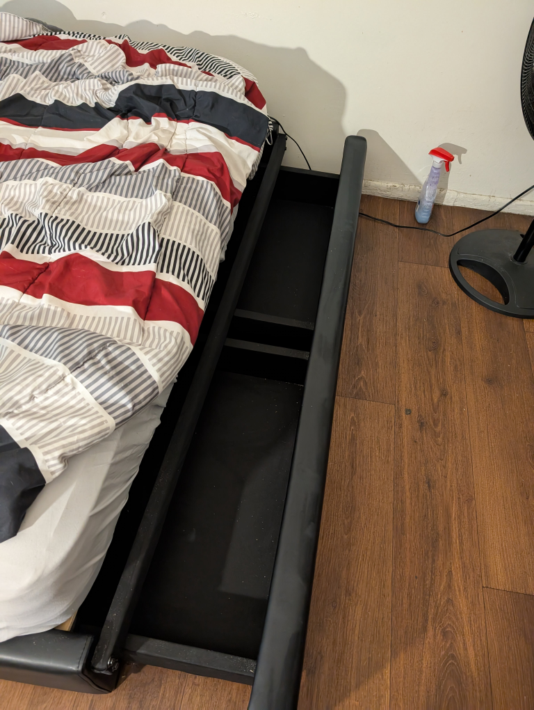 Black Faux Leather King Bed Frame w/ USB Ports - photo 2