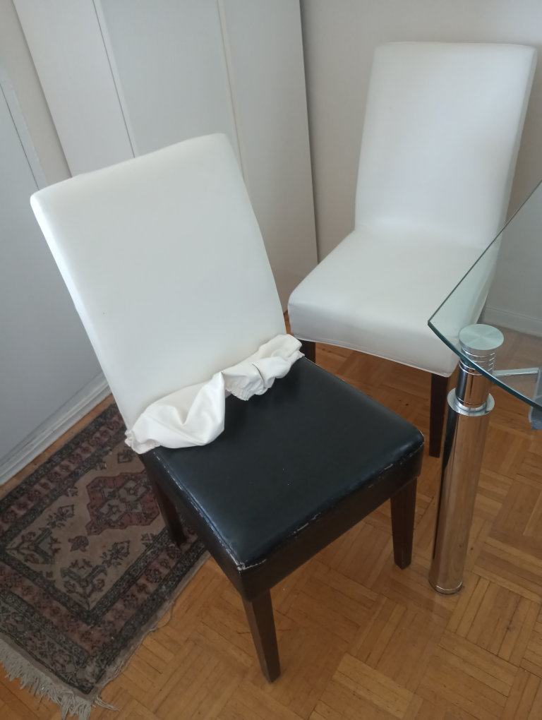 FREE! Set of 4 off-white Parson's dining chairs #freecycle - photo 5