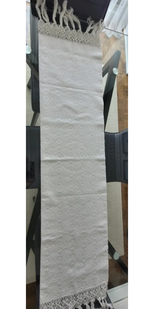 Brand New White Table Cloth with Tassels image indicator(3)