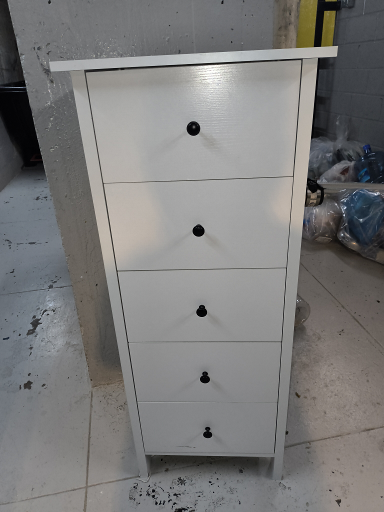 White Narrow 5-Drawer Chest