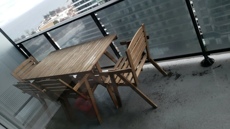 Wooden Patio Table & Chairs Set