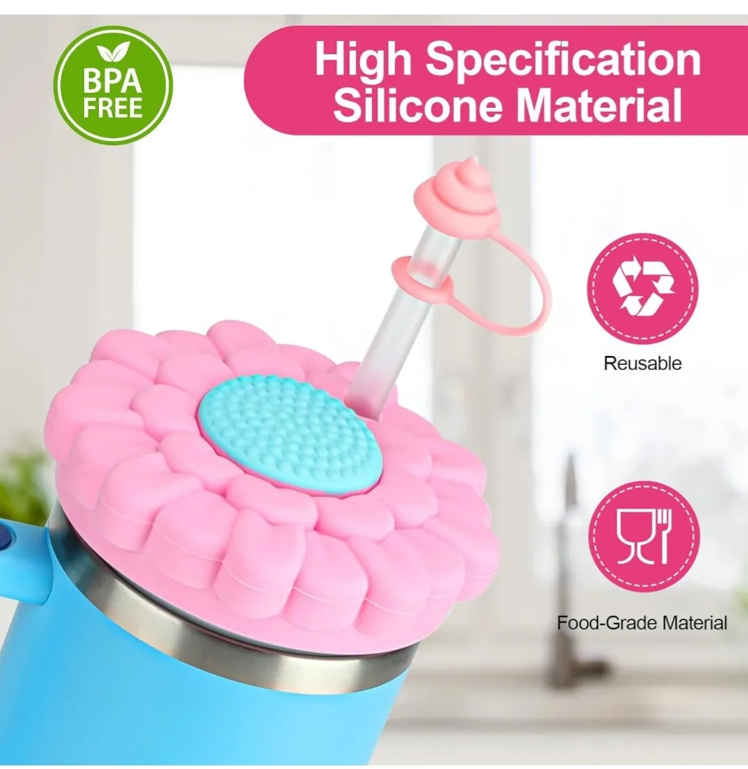 Pink Silicone Ice Cube Tray & Dust Cover Set image indicator(6)