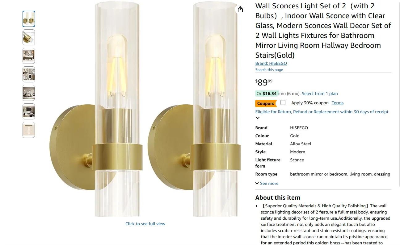 Wall Sconces Light Set of 2 BNIB image indicator(2)