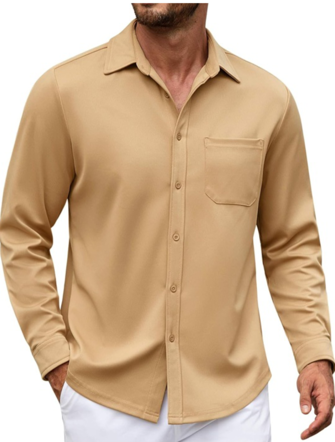 Mens Long Sleeve Casual Button Down Shirt