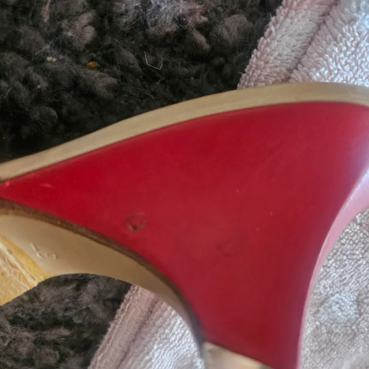 Franco Paolucci Beige & Red Heels, Size 7 image indicator(5)