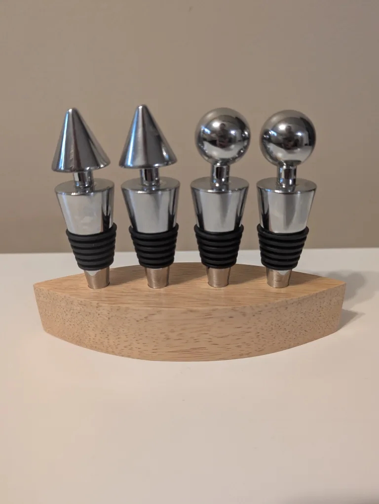 Wine Stoppers Set with Wooden Base thumbnail