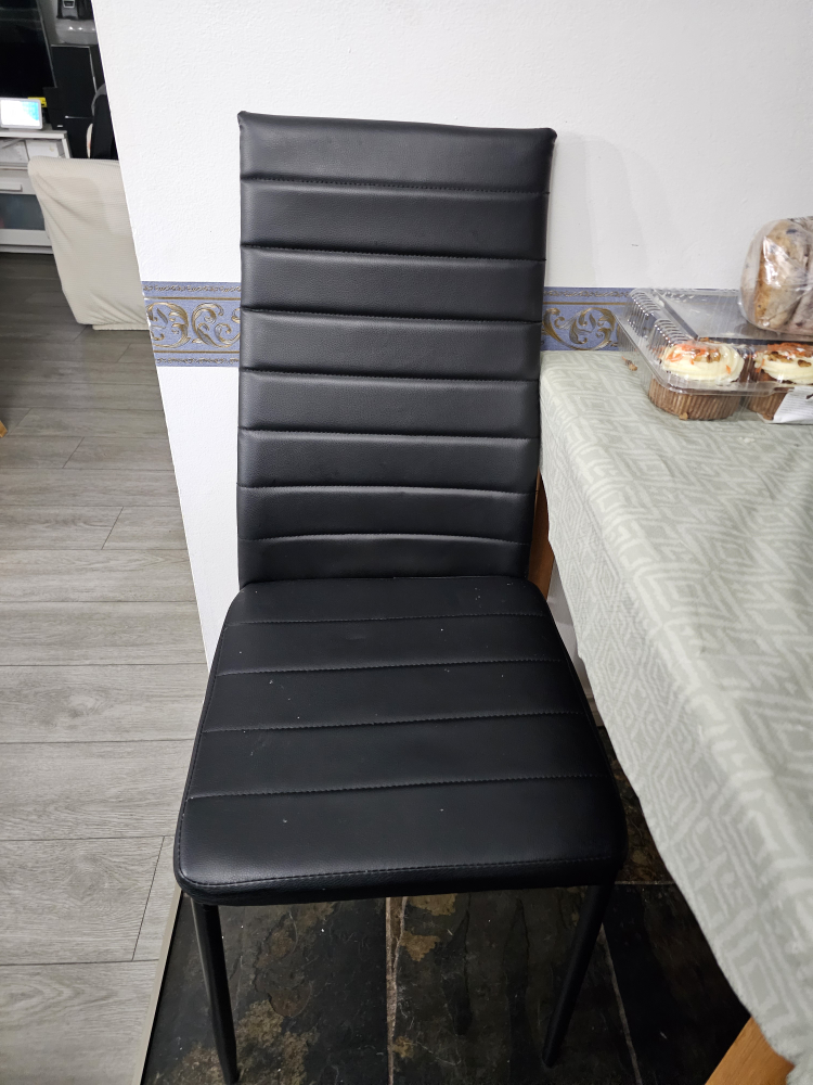 Dining Table with Black Chairs - Set of 6 Black - photo 4
