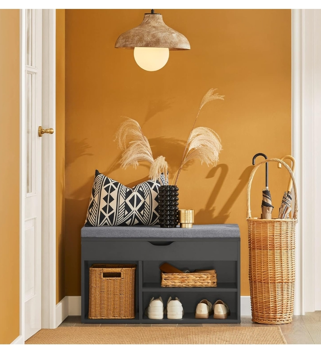 Shoe Bench with Storage and Cushion