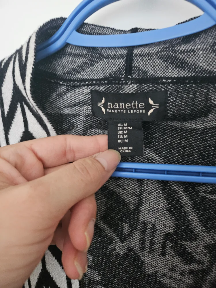 Nanette Lepore Black & White Cardigan - Size M image indicator(2)