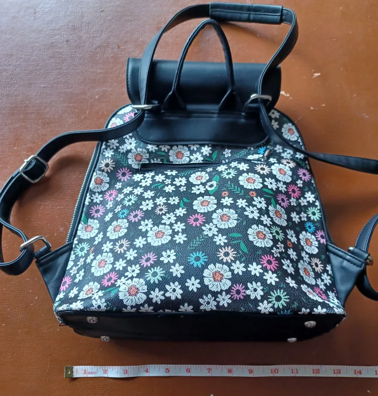 Discontinued Vegan Leather Funky Floral Backpack by Sostter image indicator(4)