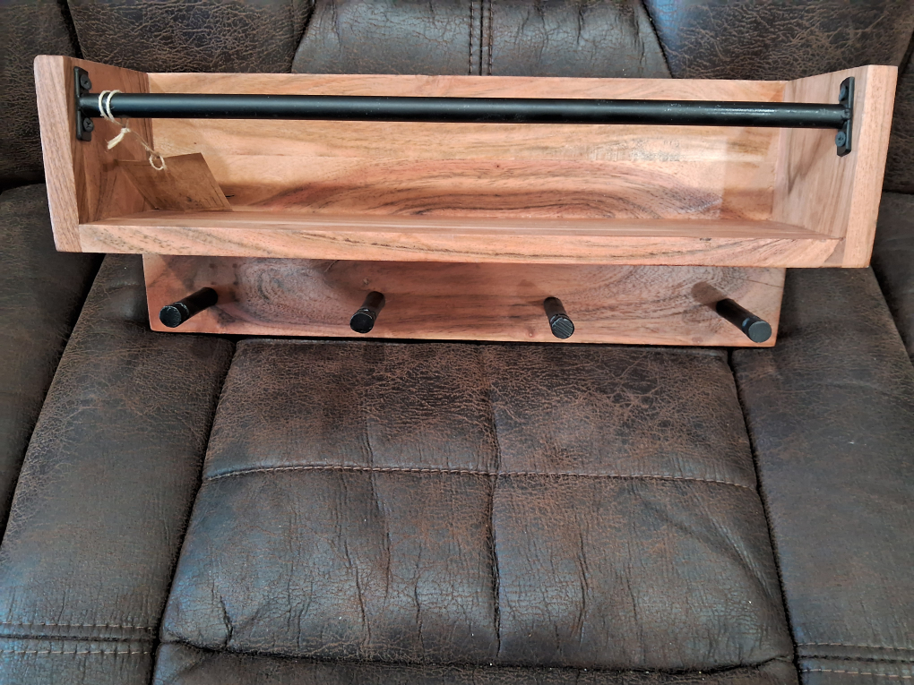 Wooden Wall Shelf with Hooks - photo 2