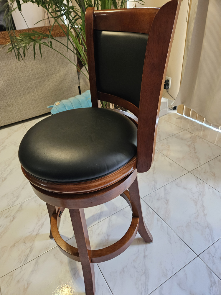 Swivel Bar Stool with Wood Frame & Black Seat - photo 3
