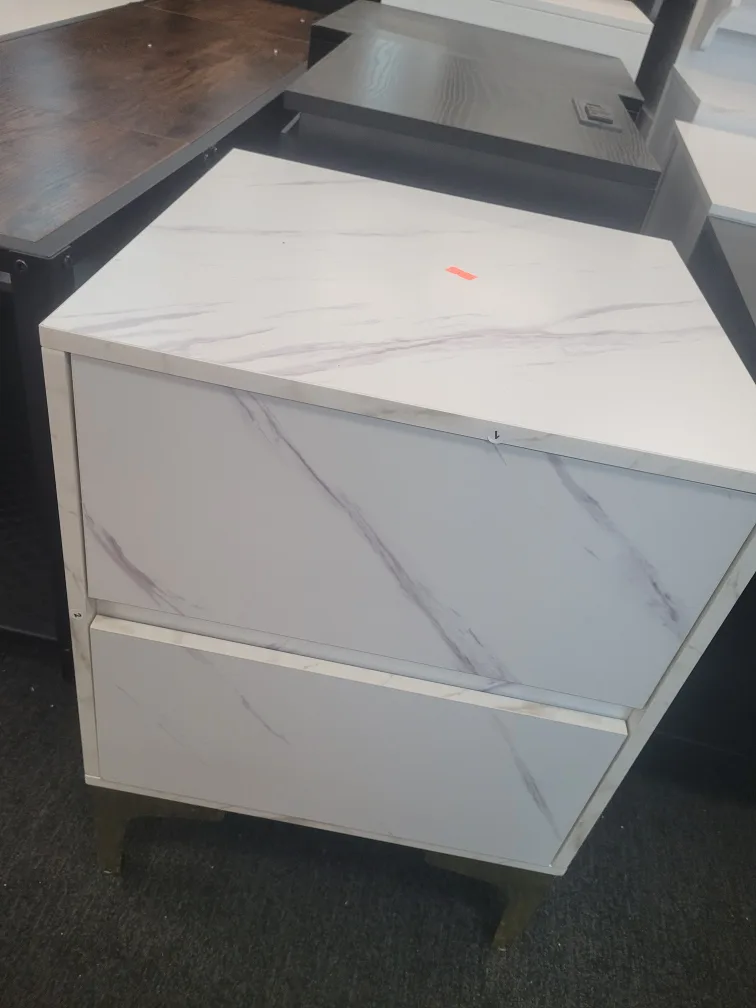 brand new White Marble Nightstand with Gold Legs thumbnail