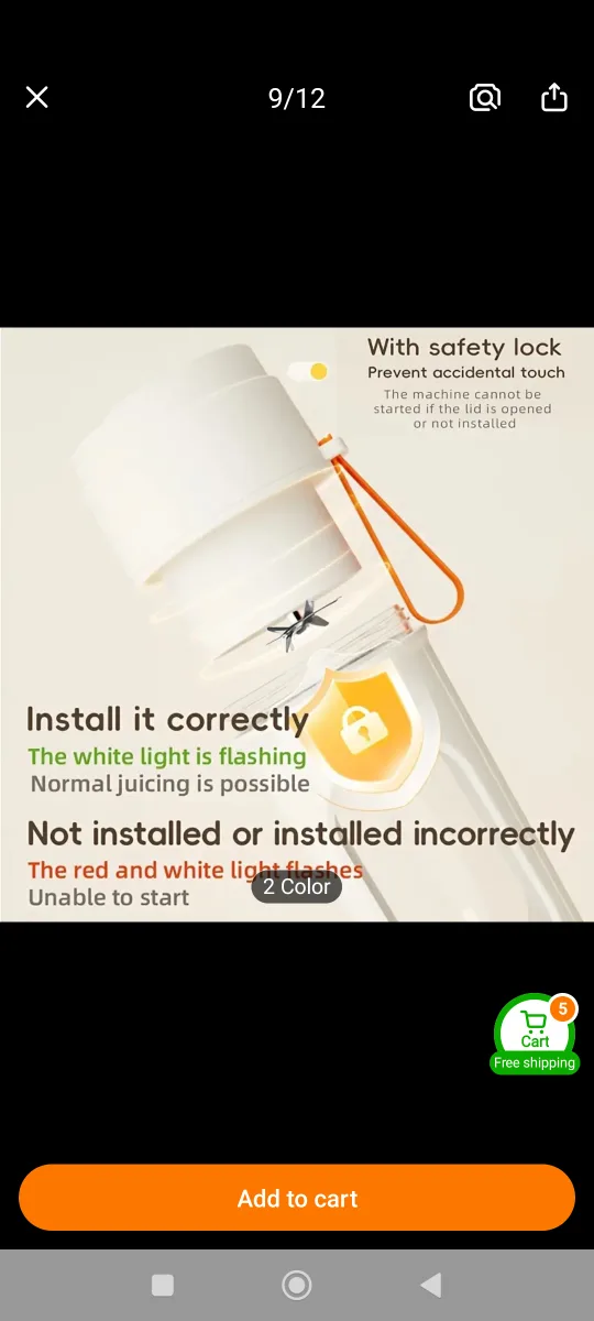 New USB Portable Electric Juice Cup Blender(green) with box image indicator(3)