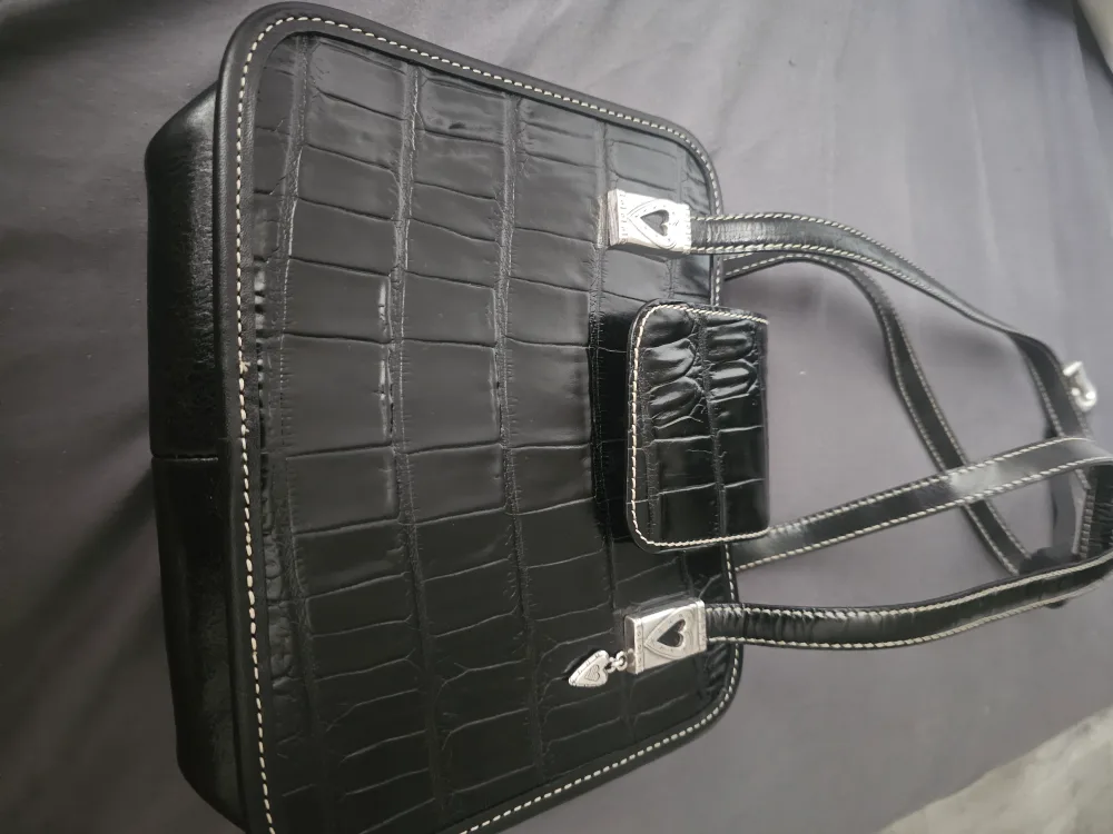Brighton Black Croc Embossed Leather Handbag image indicator(2)