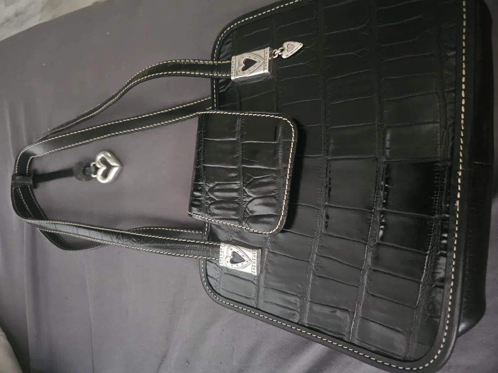 Brighton Black Croc Embossed Leather Handbag image indicator(4)