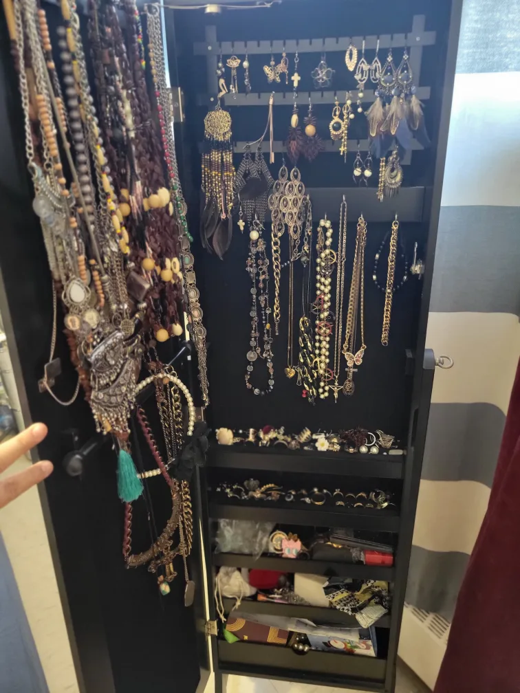 Jewellery Armoire with Mirror - Black image indicator(2)