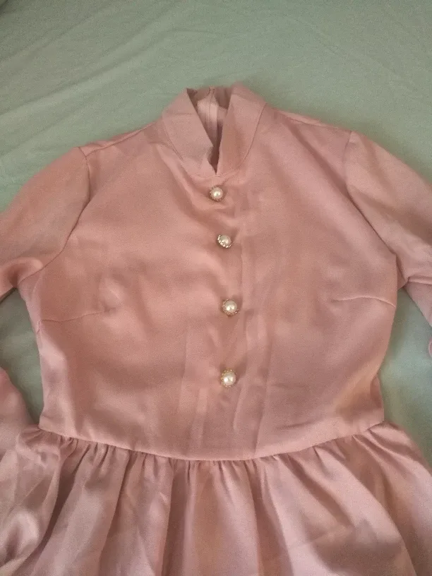 Pink dress with flounce sleeves (XS) - New image indicator(3)