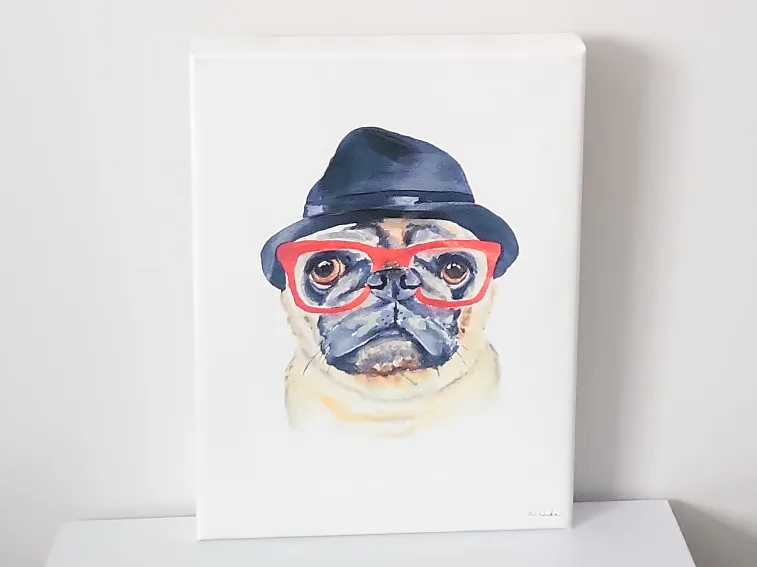 Deidre Wicks hand embellished Giclee of Pug Art. 12 x 16 inches image indicator(3)