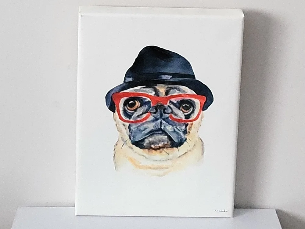 Deidre Wicks hand embellished Giclee of Pug Art. 12 x 16 inches image indicator(5)