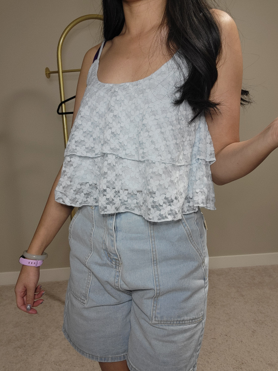 H&M Blue Floral Layered Cami Top - photo 2