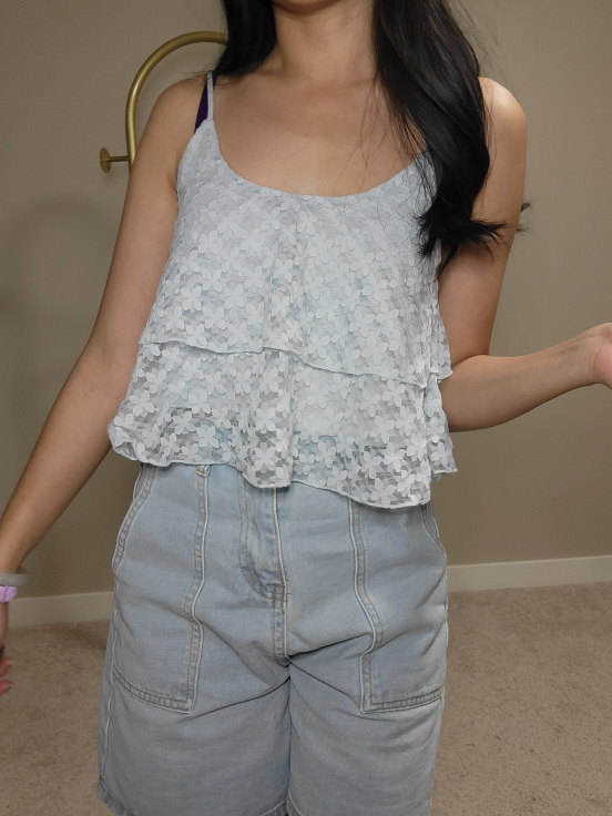 H&M Blue Floral Layered Cami Top - photo 3