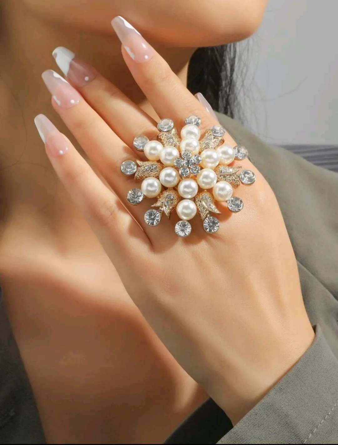 Statement Ring - Floral/Pearl Design thumbnail