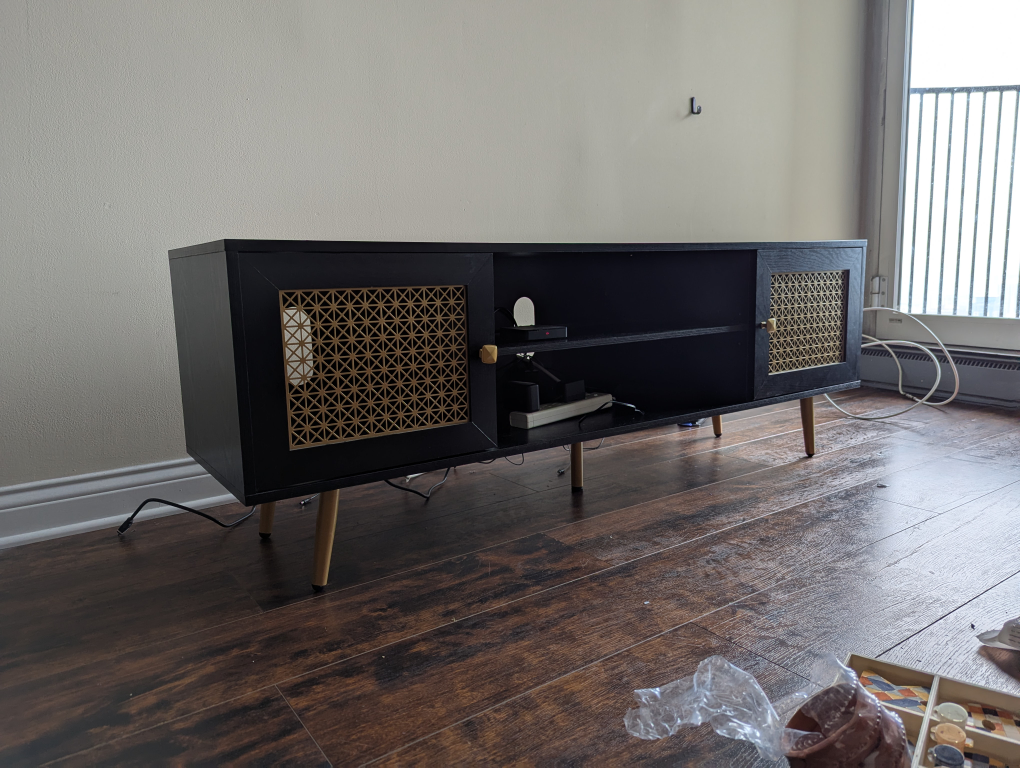 Black TV Stand with Gold Accents - photo 3