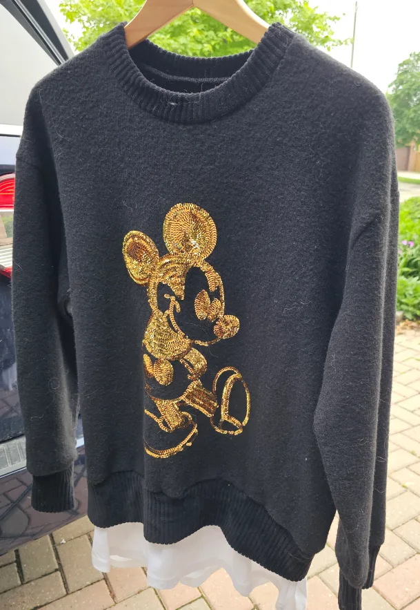 Black Sweater with Mickey Mouse Design thumbnail