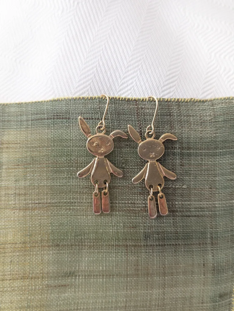Vintage Golden Bunny Dangle Earrings thumbnail