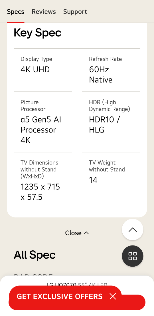 LG 55 INCH QU7070 - photo 2
