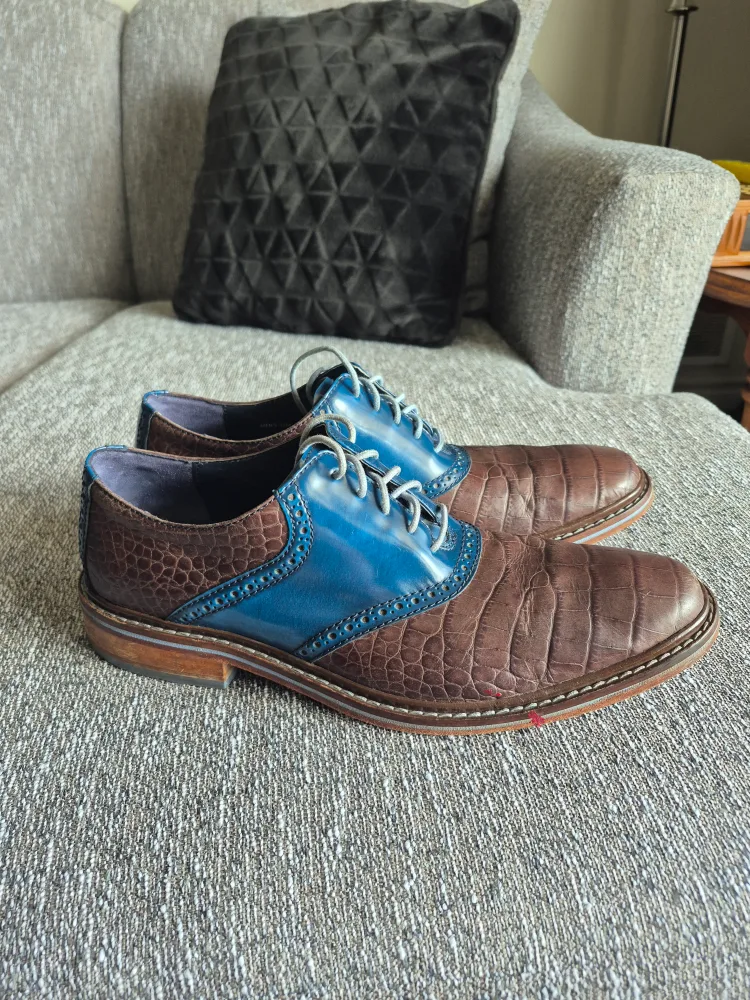 Cole Haan Men's Saddle Shoes - Brown & Blue, Size 11M thumbnail