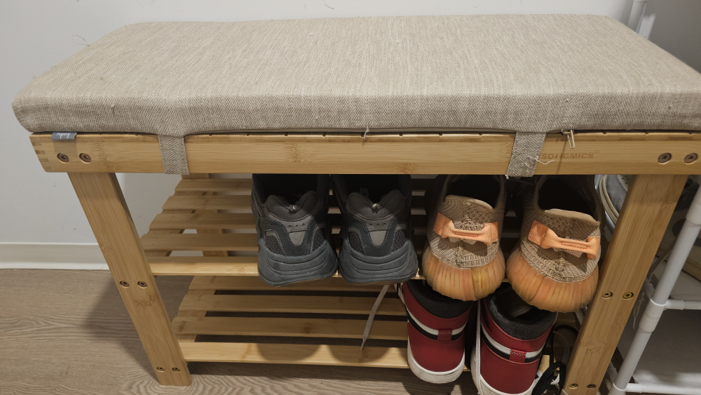 Bamboo Shoe Bench with Cushion - photo 2