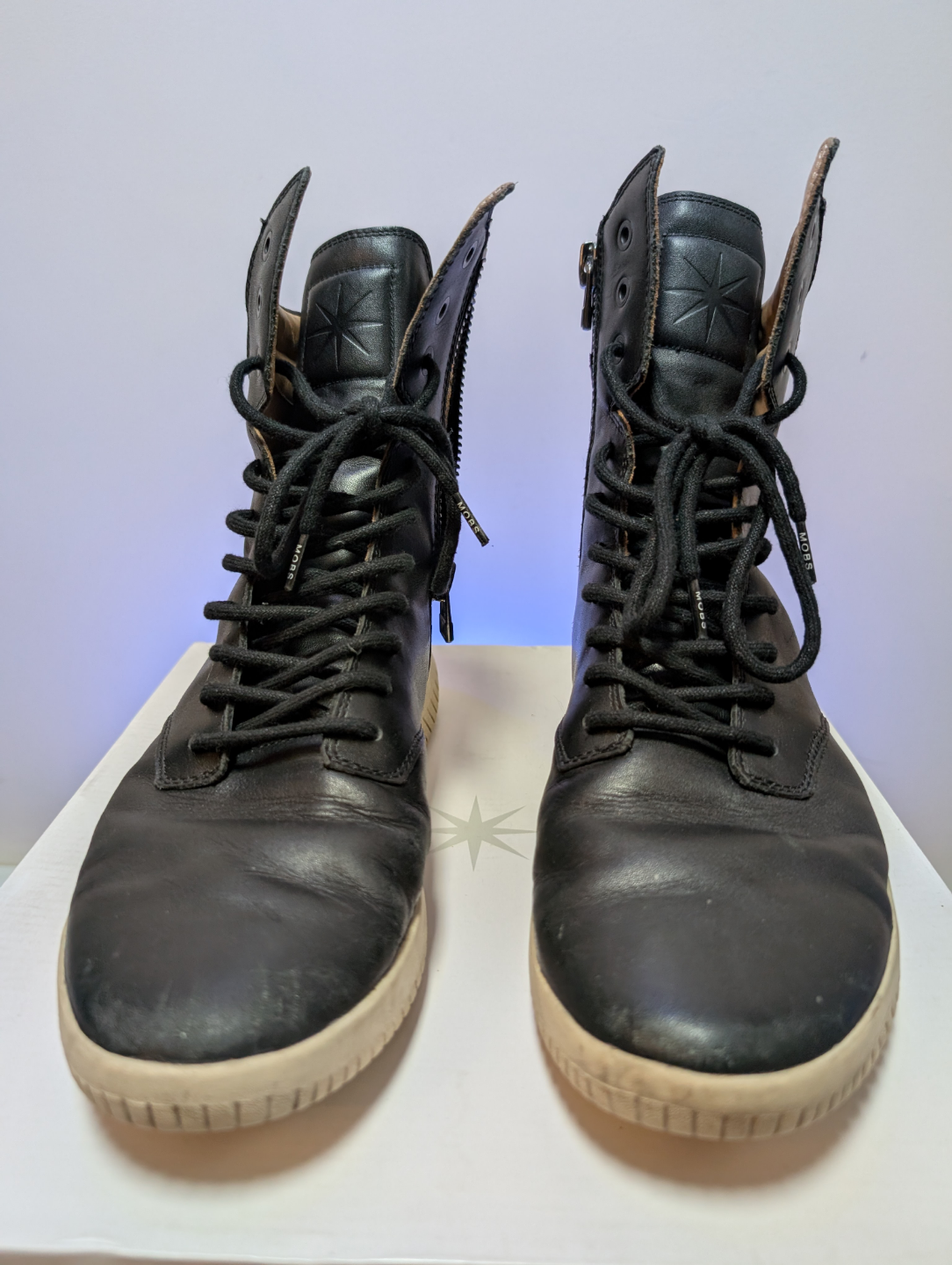 Leather High Top Sneaker Boots w/ Zipper - Mens 10.5 - photo 2