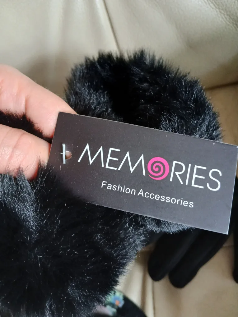 Black Faux Fur Gloves- New with tags image indicator(2)