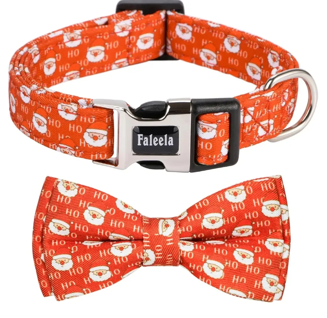 Christmas-themed Dog Collar & Bow Tie Set - Size L image indicator(5)
